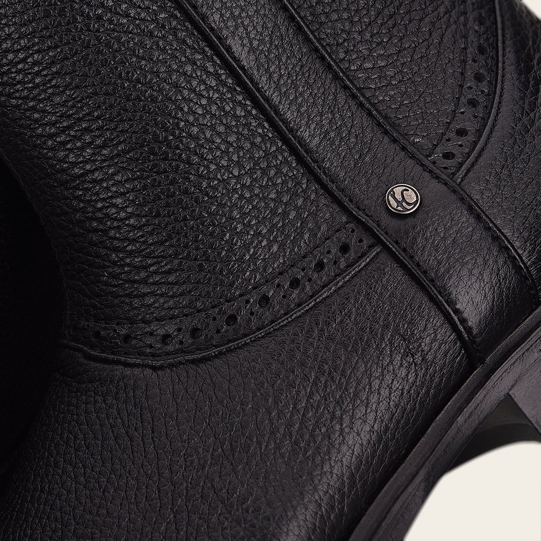 Franco Cuadra Men's Black Leather Ankle Boots with Zip - Stylish Casual Dress Boots for Everyday Wear & Outdoor Activities