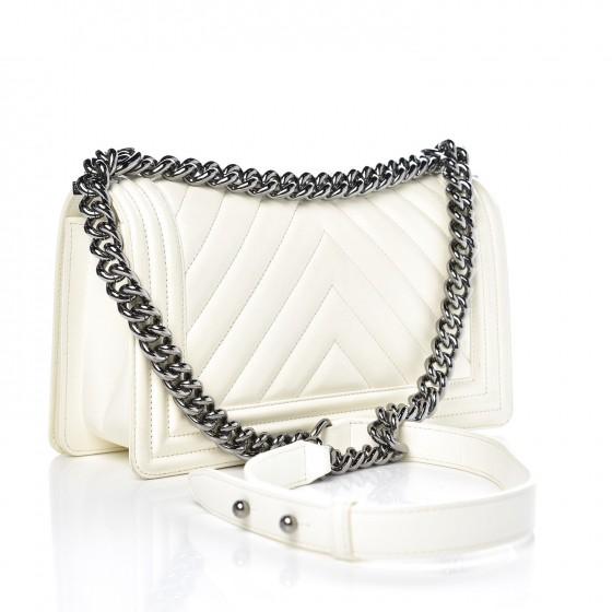 Chanel Medium Boy Flap Bag in White - Luxury Designer Handbag for Women | Perfect for Parties, Date Nights & Special Occasions
