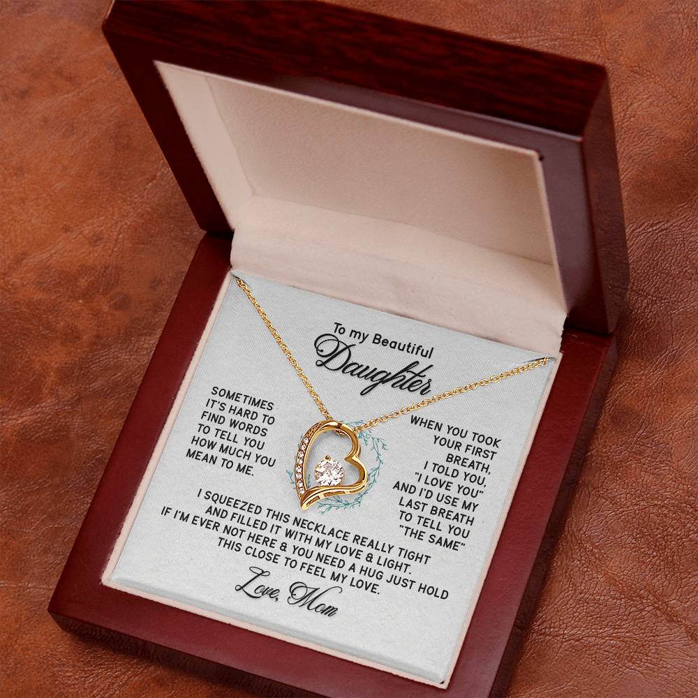 Beautiful Jewelry Necklace for Daughter - Thoughtful Gift from Mom in White or Yellow Gold Finish - Perfect for Birthdays, Graduation & Special Occasions