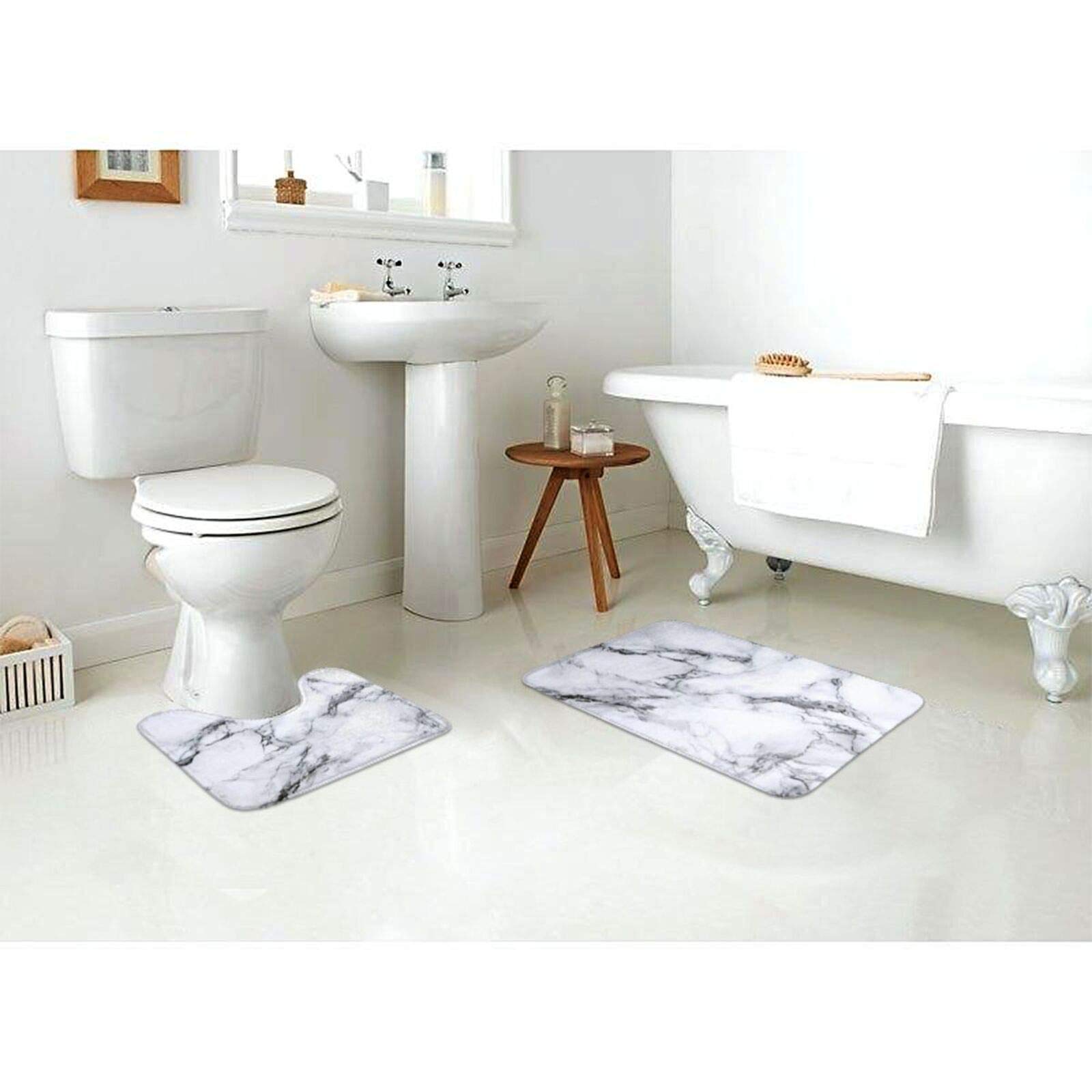 Sweet Tang Cozy Memory Foam 2-Piece Bath Rug Set - Washable & Super Absorbent U-Shape Contour & Rectangle Bath Mats (15.7
