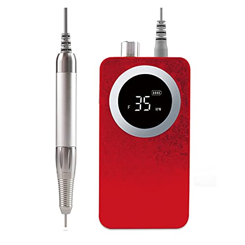 Rechargeable Cordless Electric Nail Drill Polisher - 35000RPM Brushless Handpiece, Portable Nail Care Kit for Gradient & Snow Designs (Red) | Perfect for Salon Professionals & At-Home Manicures