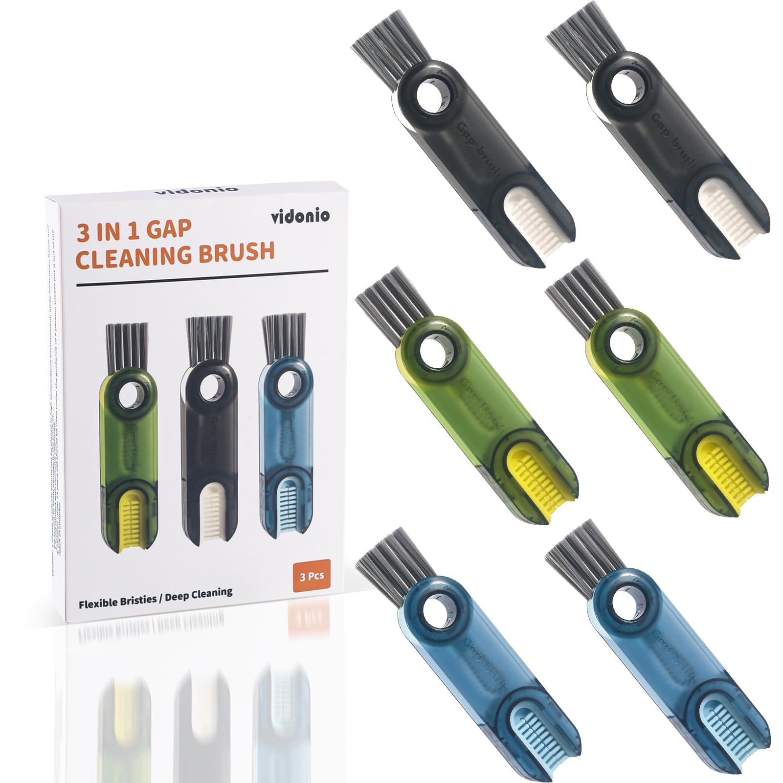 3-in-1 Silicone Cup Cleaner Brush Set - Multipurpose Kitchen Cleaning Tools for Bottles & Mugs