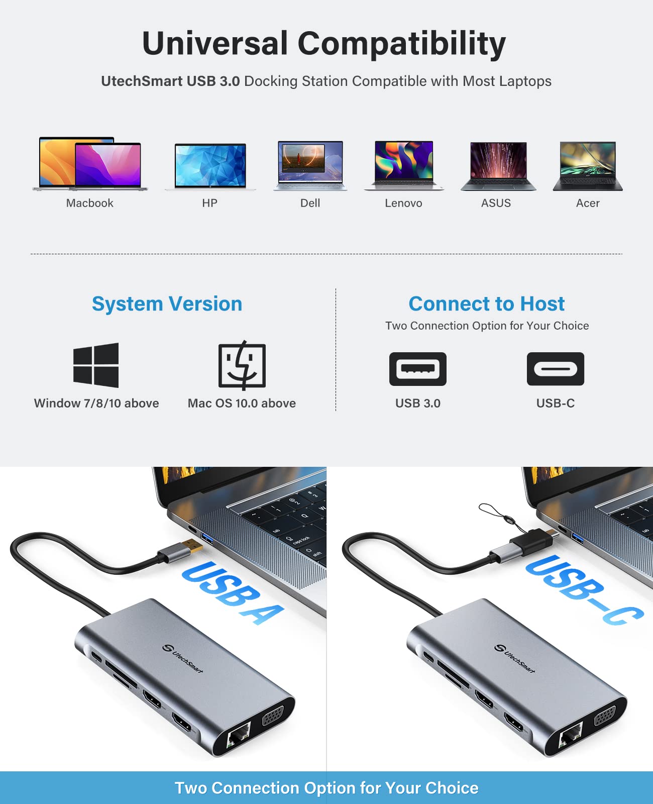 11-in-1 USB C Docking Station Triple Display with Dual HDMI, VGA, PD Charging, Ethernet, SD/TF Card Reader - Compatible with MacBook M1, Dell, HP, Lenovo Laptops - Perfect for Home Office, Gaming & Multi-Monitor Setup