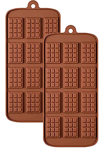 Thin Mini Waffle Chocolate Chip Cookie Silicone Mold (2-Pack) - Food Grade, Dishwasher Safe & Heat Resistant - Perfect for Baking Waffles, Cookies, Candies & Fondant - Great for Home Baking, Party Treats & Gift Making