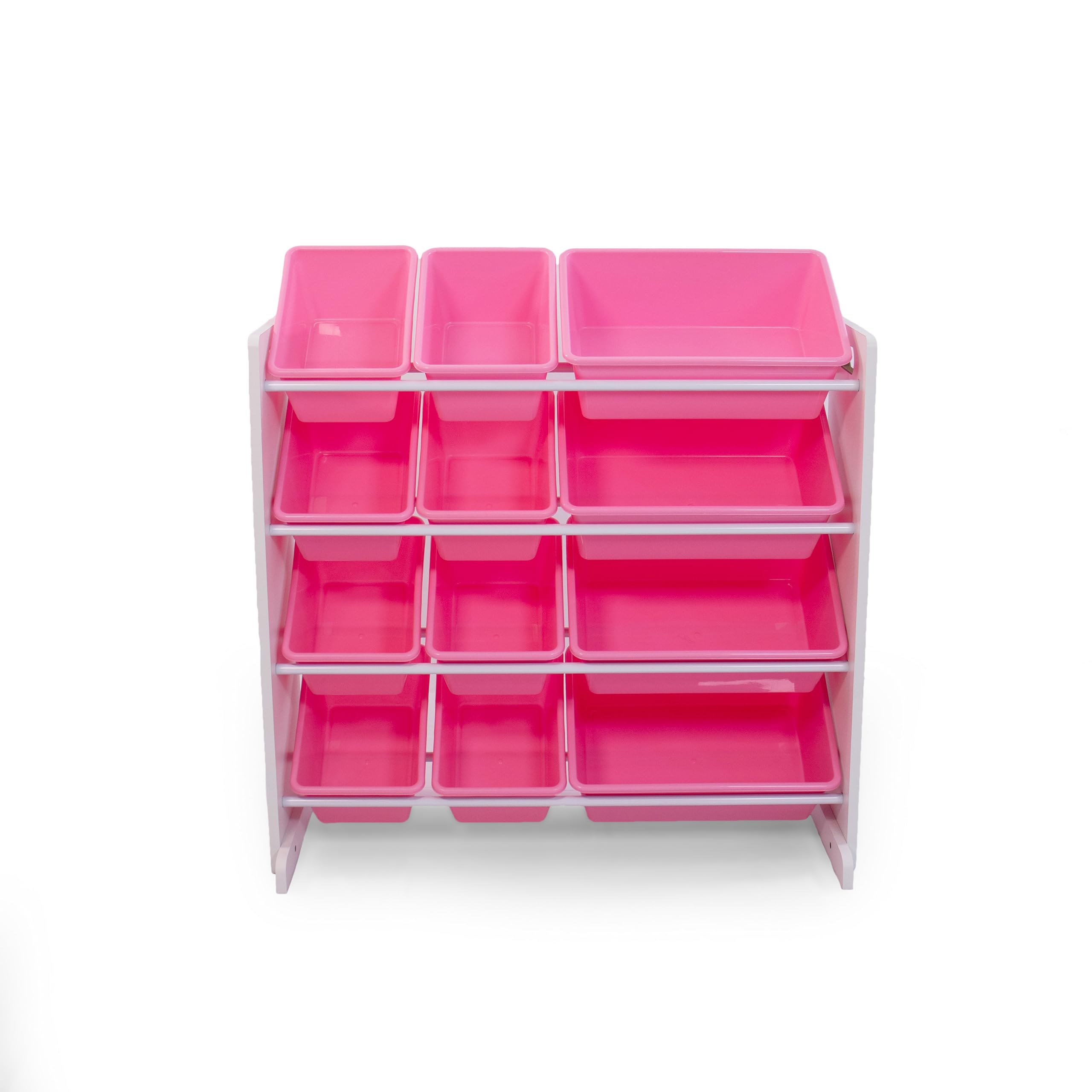 Humble Crew 12-Bin Toy Storage Organizer in White & Pink - Perfect for Kids' Room, Playroom, and Classroom Organization