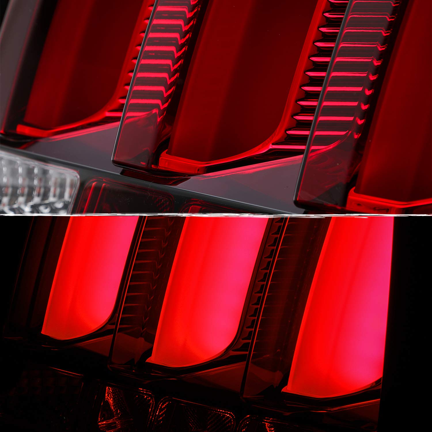 AKKON LED Tail Lights for 2005-2009 Ford Mustang - Red Tube Black Sequential Brake Lights Pair (Left + Right) | Enhances Night Visibility & Sporty Look