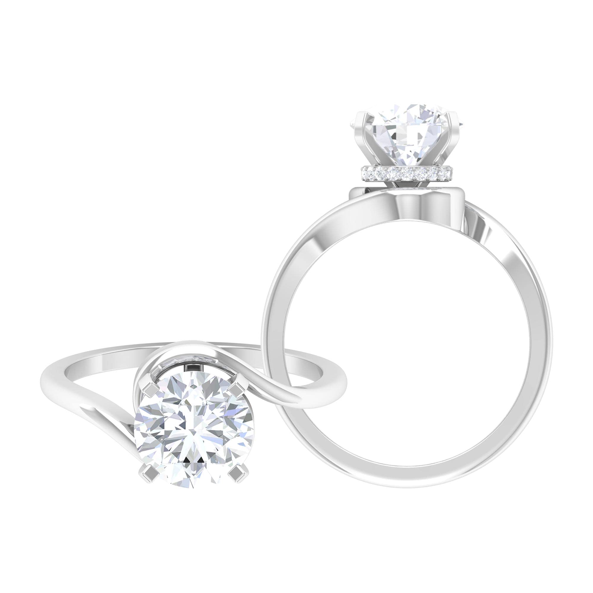 2.25 CT Certified Moissanite Solitaire Engagement Ring for Women - 14K Solid Gold Halo Ring with 8mm Round Cut Stone | Perfect for Proposals, Anniversaries & Special Occasions