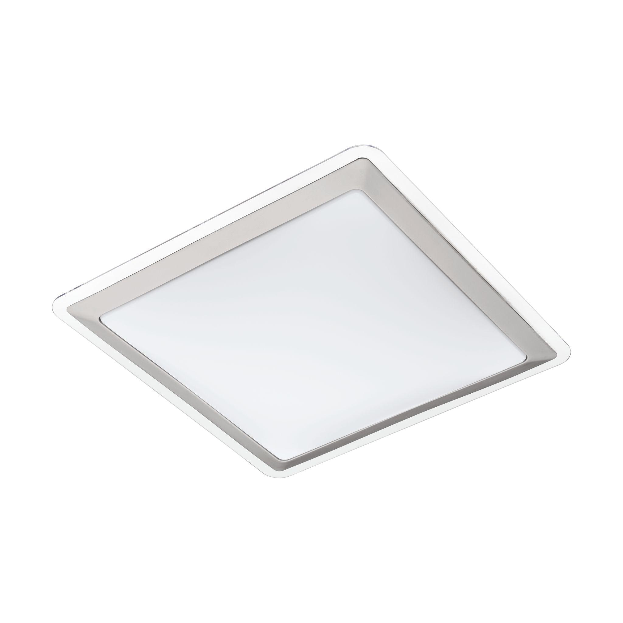 Eglo Competa 1 LED Square Silver Flush Mount Ceiling Light Fixture - 34cm Modern Lighting for Bedroom, Kitchen, Hallway & Office