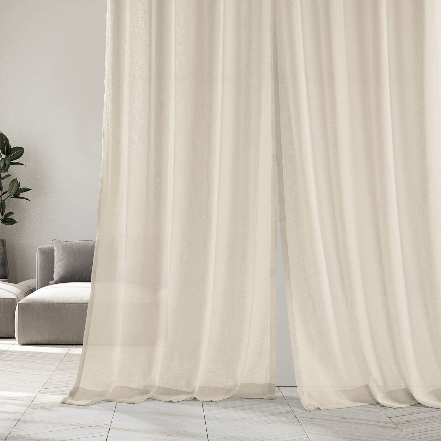 Premium HPD Half Price Drapes SHCH-SS071611-96 Solid Linen Sheer Curtain Panel (50