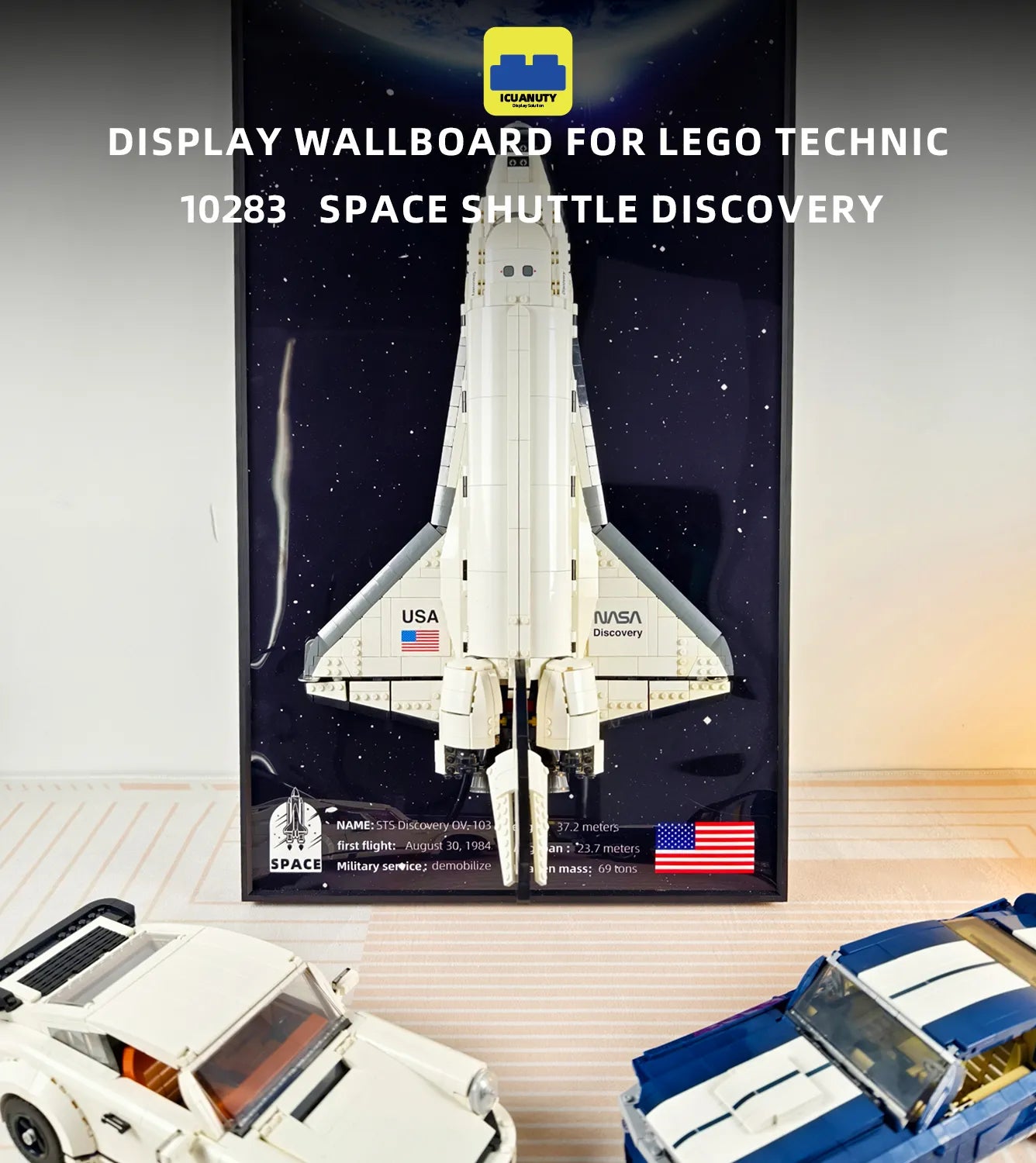 LEGO® 10283 NASA Space Shuttle Discovery Wall Display Frame - Premium Hanging Shelf for LEGO Space Collection - Perfect for Home Office & Game Room Decor