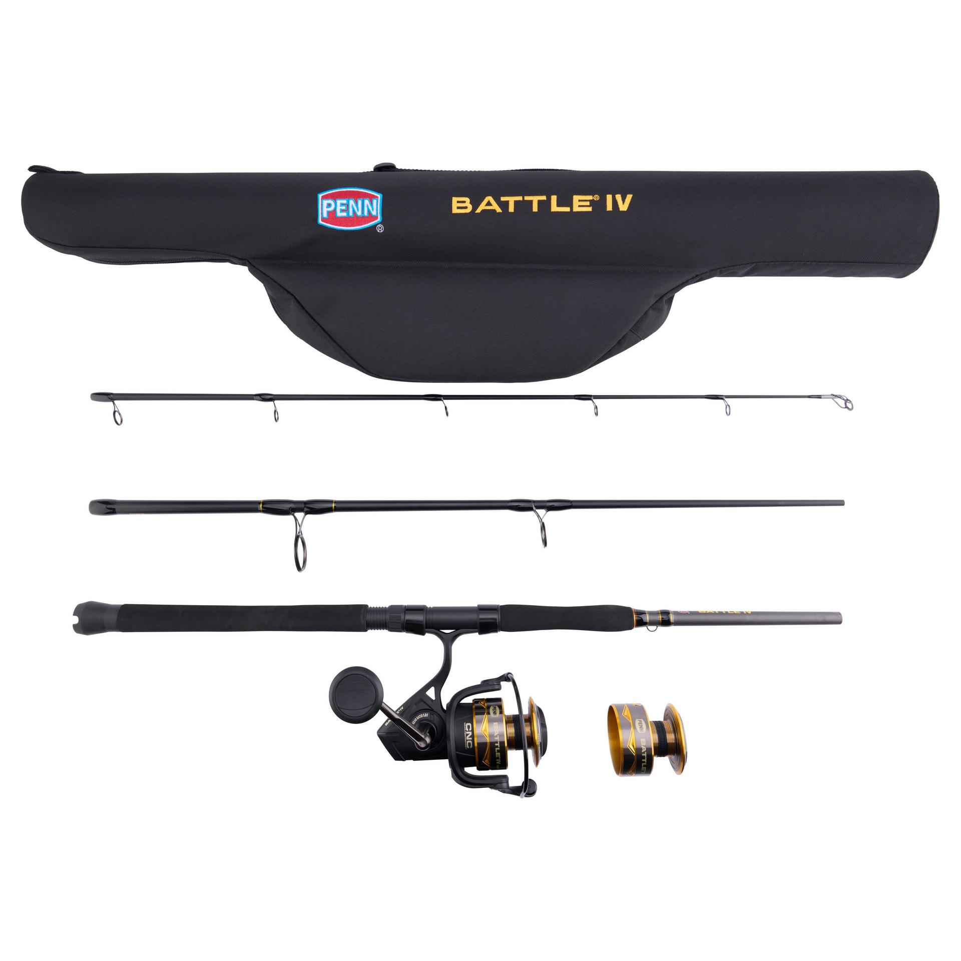 Battle IV Travel Spinning Rod and Reel Combo - Lightweight Fishing Gear for Travel, Backpacking, and Saltwater Fishing | Portable Spinning Rod for Bass, Trout, and Freshwater Fishing