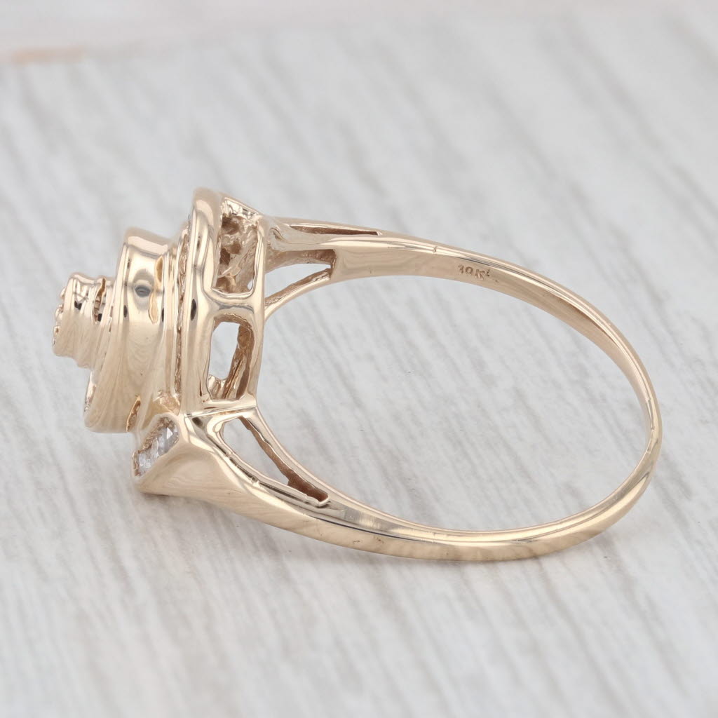 0.3 CTW Diamond Swirl Snail Shell Ring in 10K Yellow Gold - Size 8 - Elegant Jewelry for Women, Perfect for Weddings, Anniversaries & Special Occasions