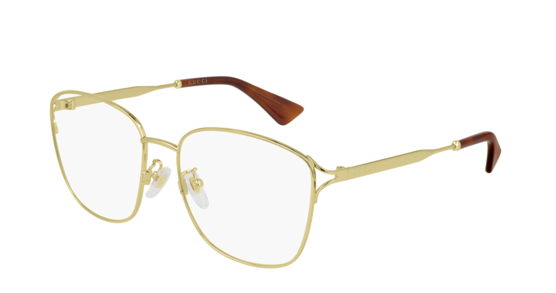 Gucci GG 0819OA 001 Gold Brown Square Women's Eyeglasses - Fashion Designer Glasses for Women, Luxury Square Frame Sunglasses with UV Protection - Perfect for Everyday Wear, Office & Outdoor Activities