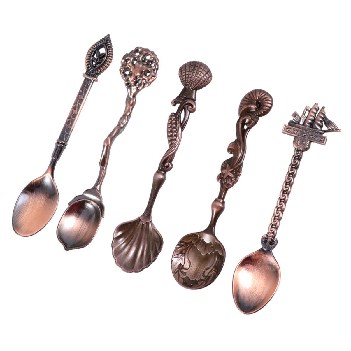 5 Pcs Vintage Carved Coffee Spoons - Elegant Court Style Stirring Spoons for Coffee, Tea, and Desserts | Perfect for Home, Cafe, and Gift Use