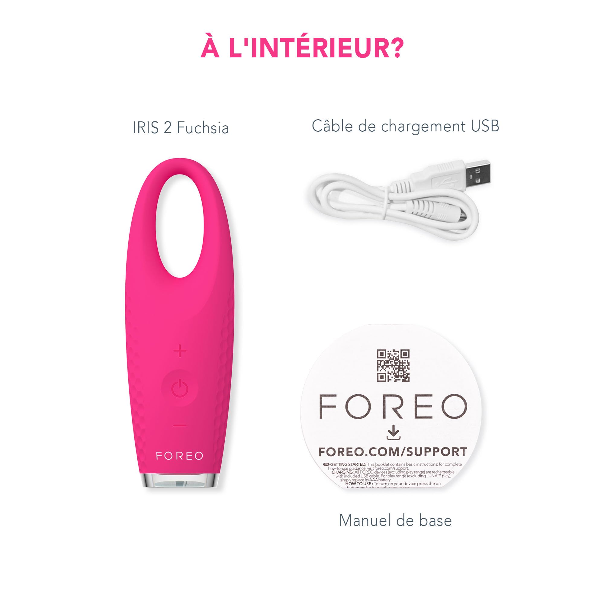 FOREO IRIS 2 Eye Massager for Dark Circles, Puffiness & Wrinkles - Anti-Aging Eye Treatment with Hygienic Silicone - Drainage Massage for Puffy Eyes - Fuchsia (F0637) - Perfect for Morning Routine & Travel Skincare