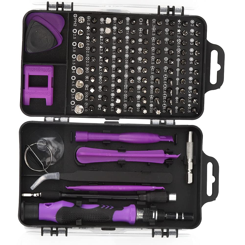 Professional 32-in-1 Precision Screwdriver Set for iPhone & Android Phone Repair - Magnetic Watch Phone Removal Tool Kit (Purple & Black) - Perfect for DIY Electronics Repair, Smartphone Maintenance & Watch Battery Replacement