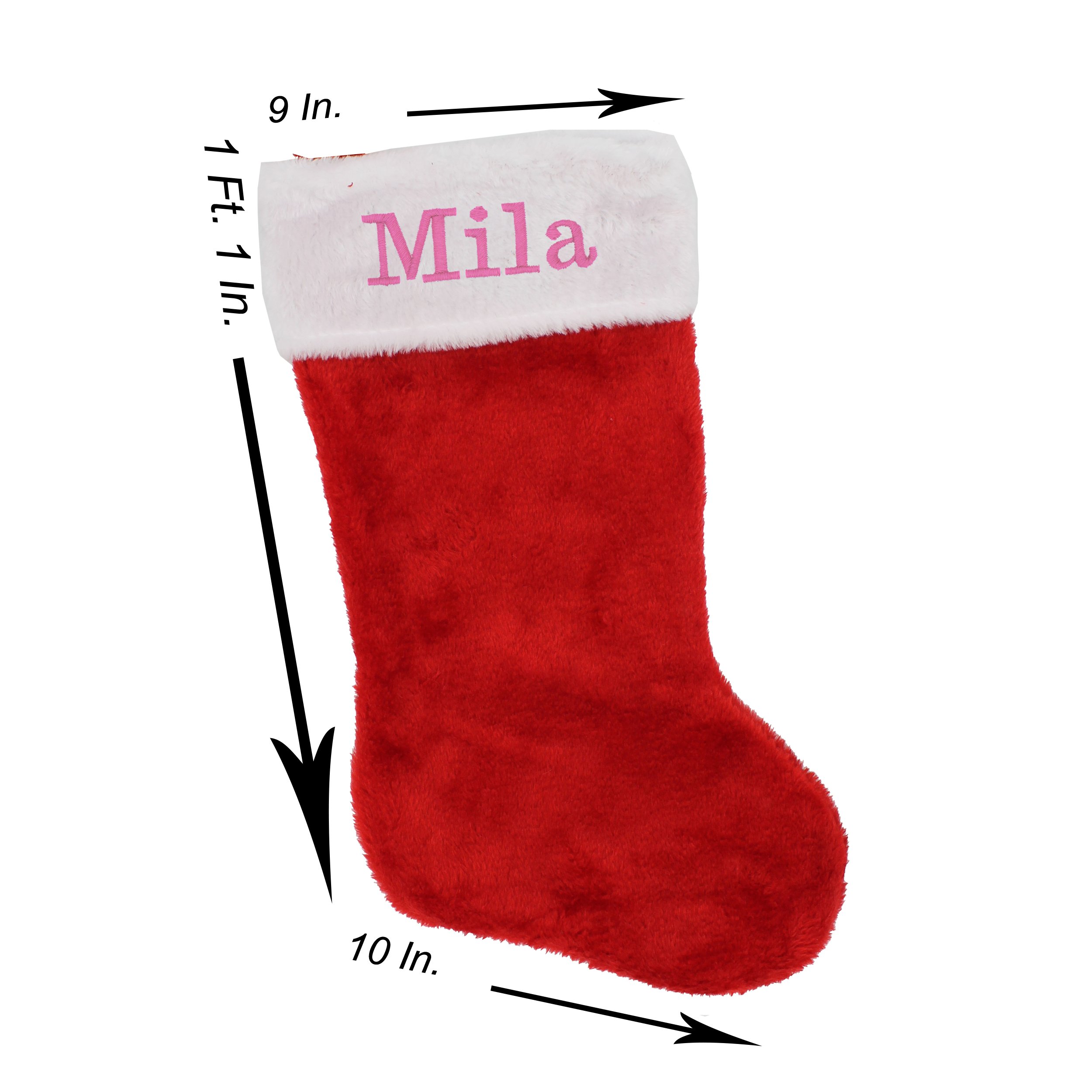 Personalized Christmas Stocking with Name - Classic Red & White Embroidered Xmas Stocking for Kids, Adults, Family - Perfect for Fireplace Mantel, Holiday Decor, Gift Giving