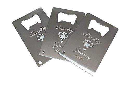 Elegant Wedding Favor - 4 Hearts Design Stainless Steel Credit Card Opener - Perfect for Bridal Showers, Anniversary Gifts & Party Favors