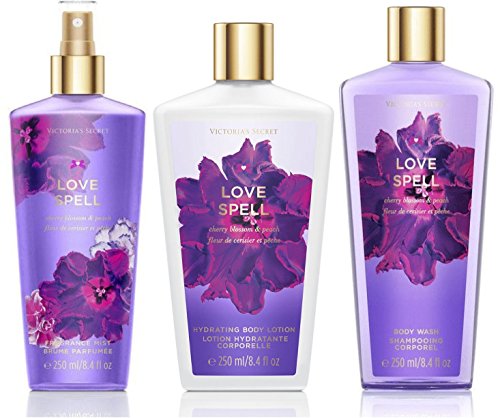 Victoria's Secret Love Spell Gift Set - Fragrant Mist, Moisturizing Lotion & Body Wash for Women | Romantic Date Night, Anniversary & Self-Care Gift