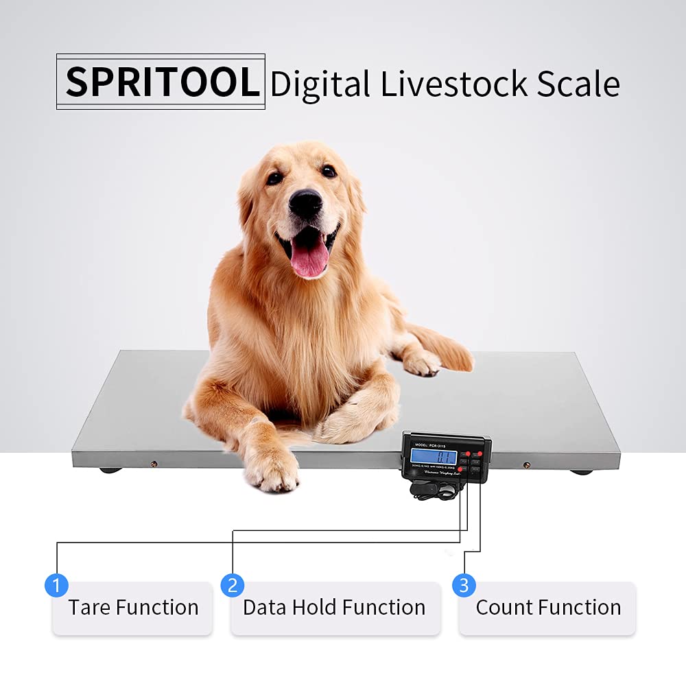 660LB (300KG x 0.1KG) Heavy Duty Digital Platform Scale - 41 Inch Large Weighing Scale for Postal Shipping, Livestock, Pets (Dogs, Cats) with AC/DC Power Options - Perfect for Farm, Veterinary Clinic, and Home Pet Weight Monitoring