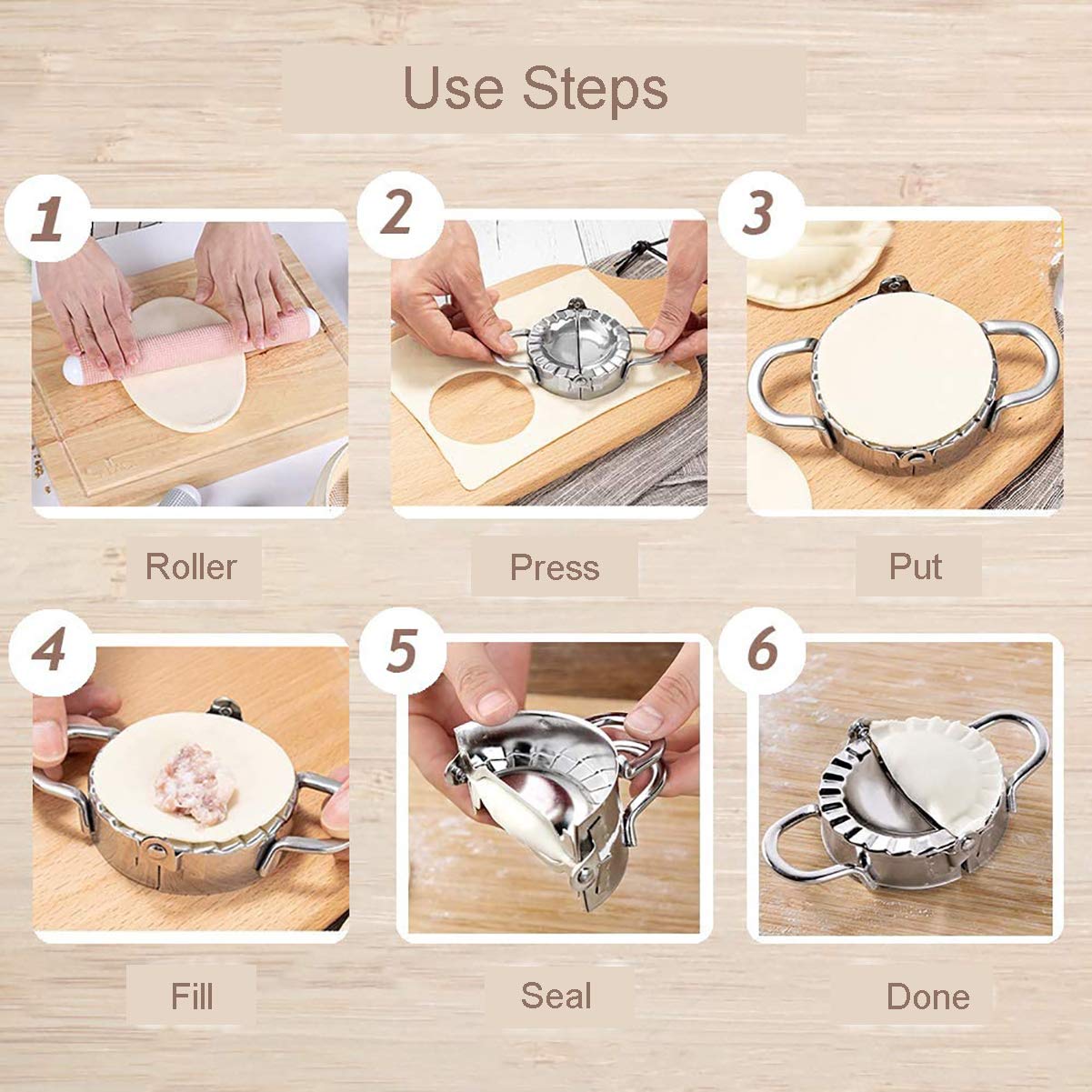 304 Stainless Steel Dumpling Maker & Empanada Press with Templates - Perfect for Pot Stickers, Ravioli, Pierogi - Includes Dumpling Skin Cutter & Press Pattern (2-Pack) - Ideal for Home Cooking, Asian Cuisine, and Party Snacks