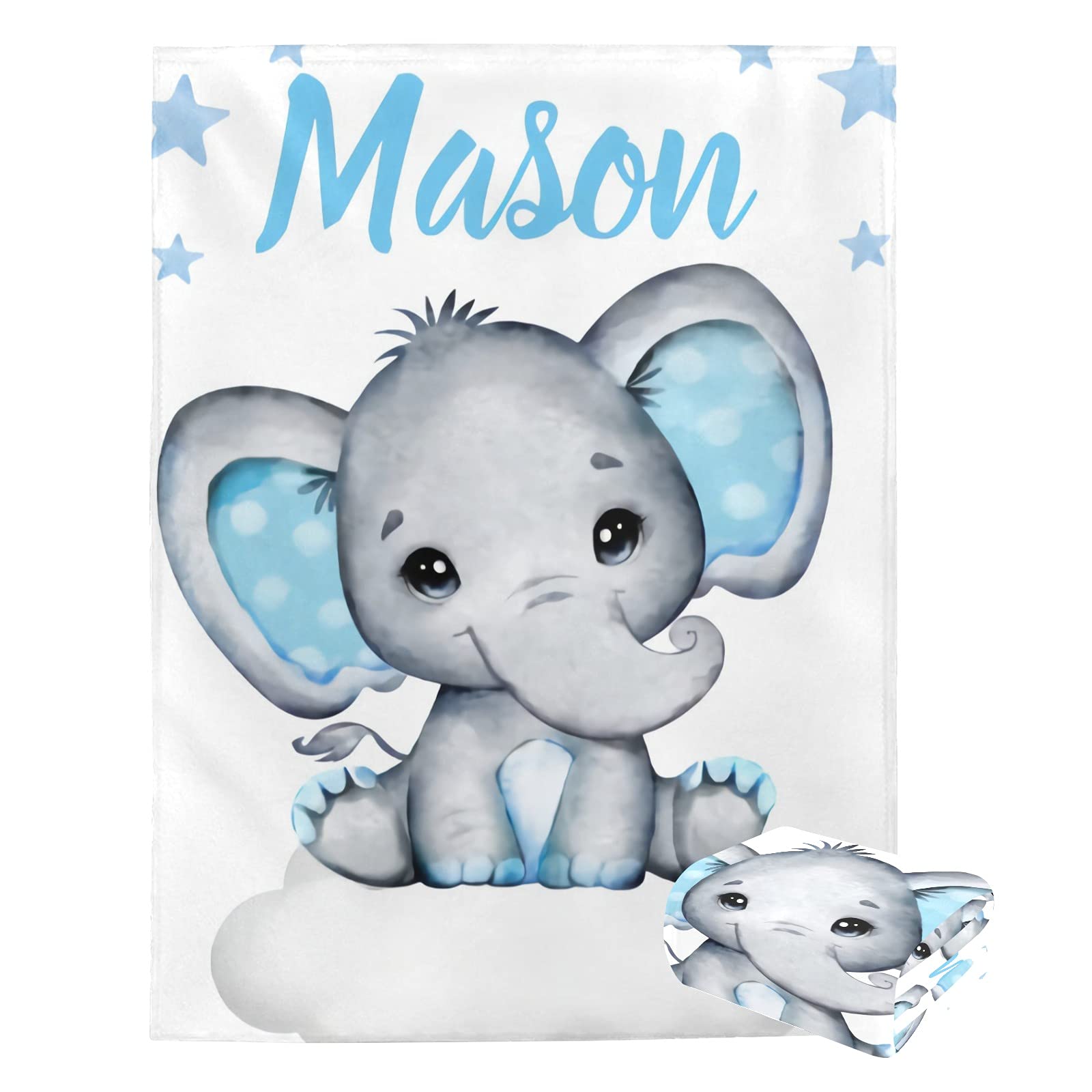 Personalized Baby Blanket with Name - Custom Elephant Design for Boys & Girls | Super Soft Newborn Blanket | Perfect Baby Shower Gift & Nursery Decor | Ideal for Cuddling, Swaddling & Photo Props