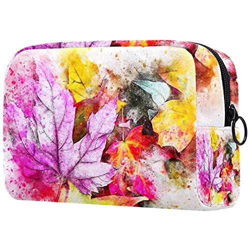 Large Black Travel Makeup Bag for Women - Waterproof Cosmetic Organizer with Abstract Leaves Design, Perfect for Travel, Gym & Daily Use - Ideal Gift for Her