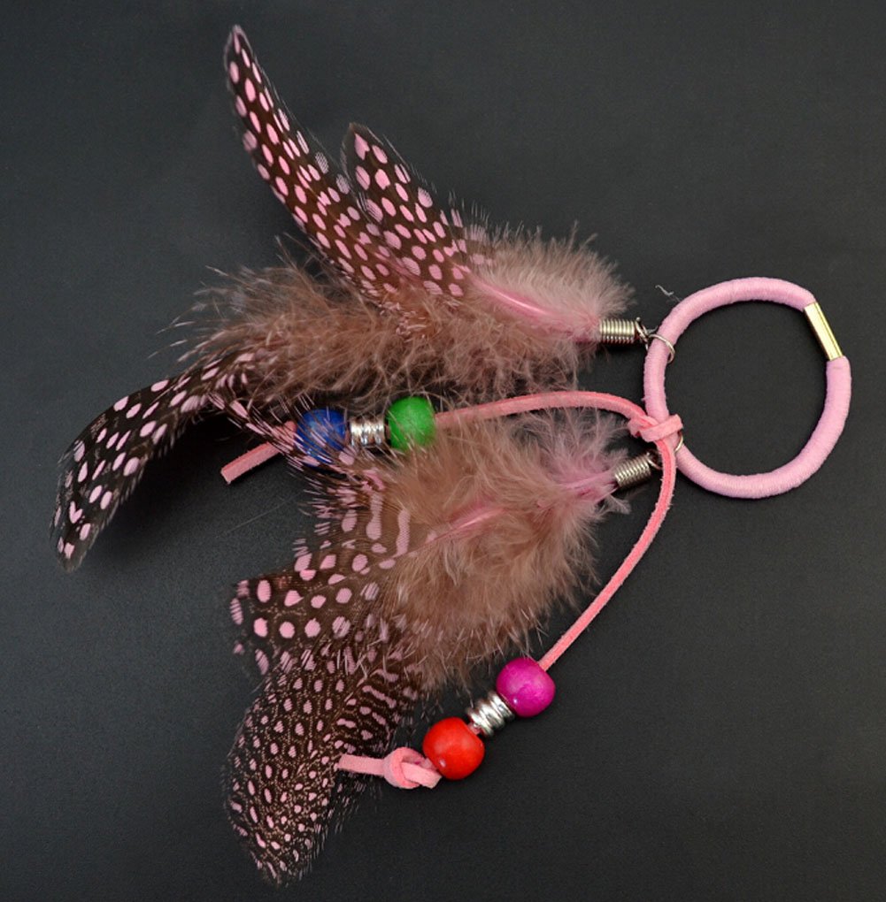 Suoirblss 4PCS Handmade Boho Hippie Hair Wraps - Women's Feather Hair Ties, Headbands & Ponytail Holders for Festival, Beach & Everyday Styling