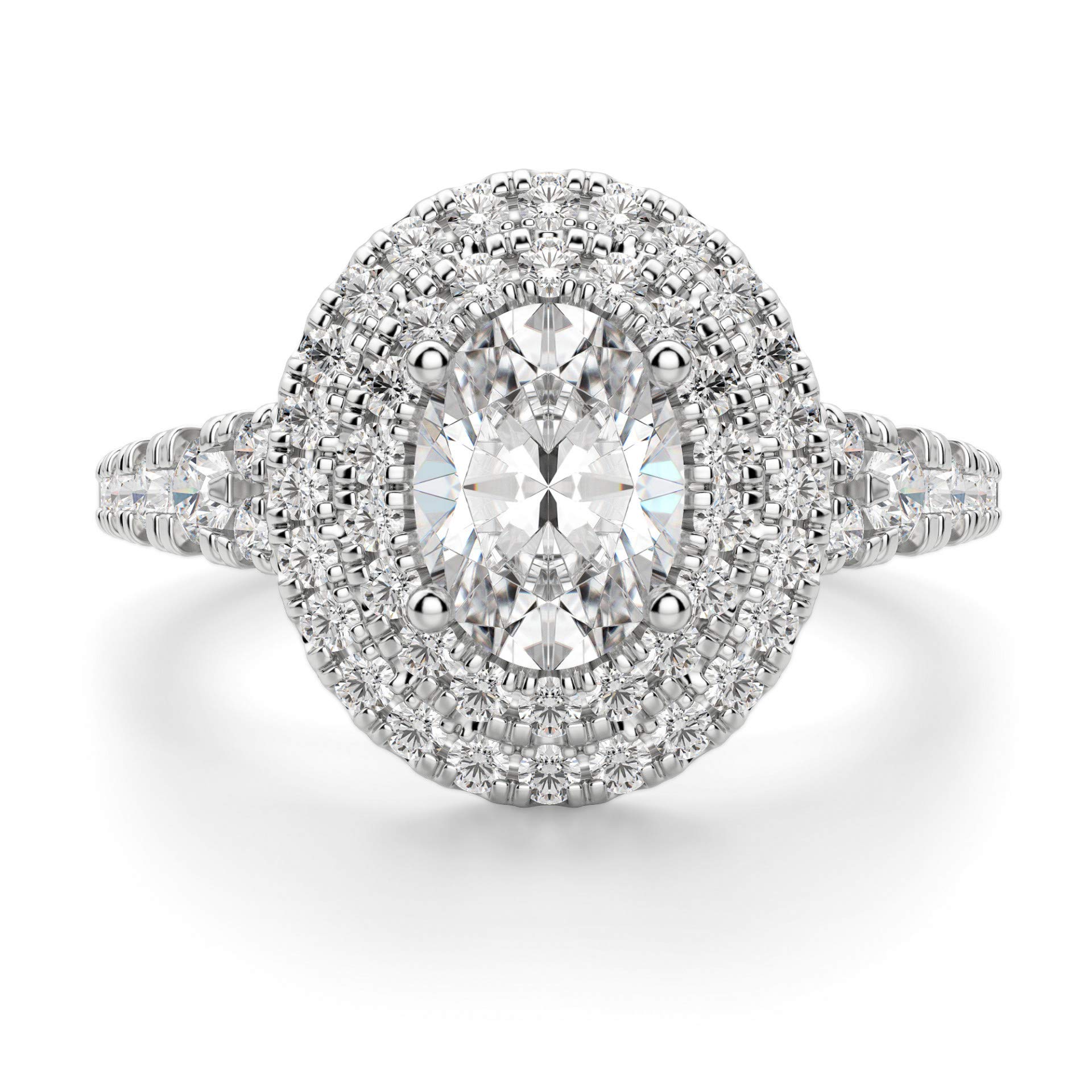Almeria Oval Cut 2.00CT VVS1 Colorless Moissanite Engagement Ring in 925 Sterling Silver - Perfect Promise & Wedding Ring for Her, Ideal Gift for Anniversaries & Special Occasions