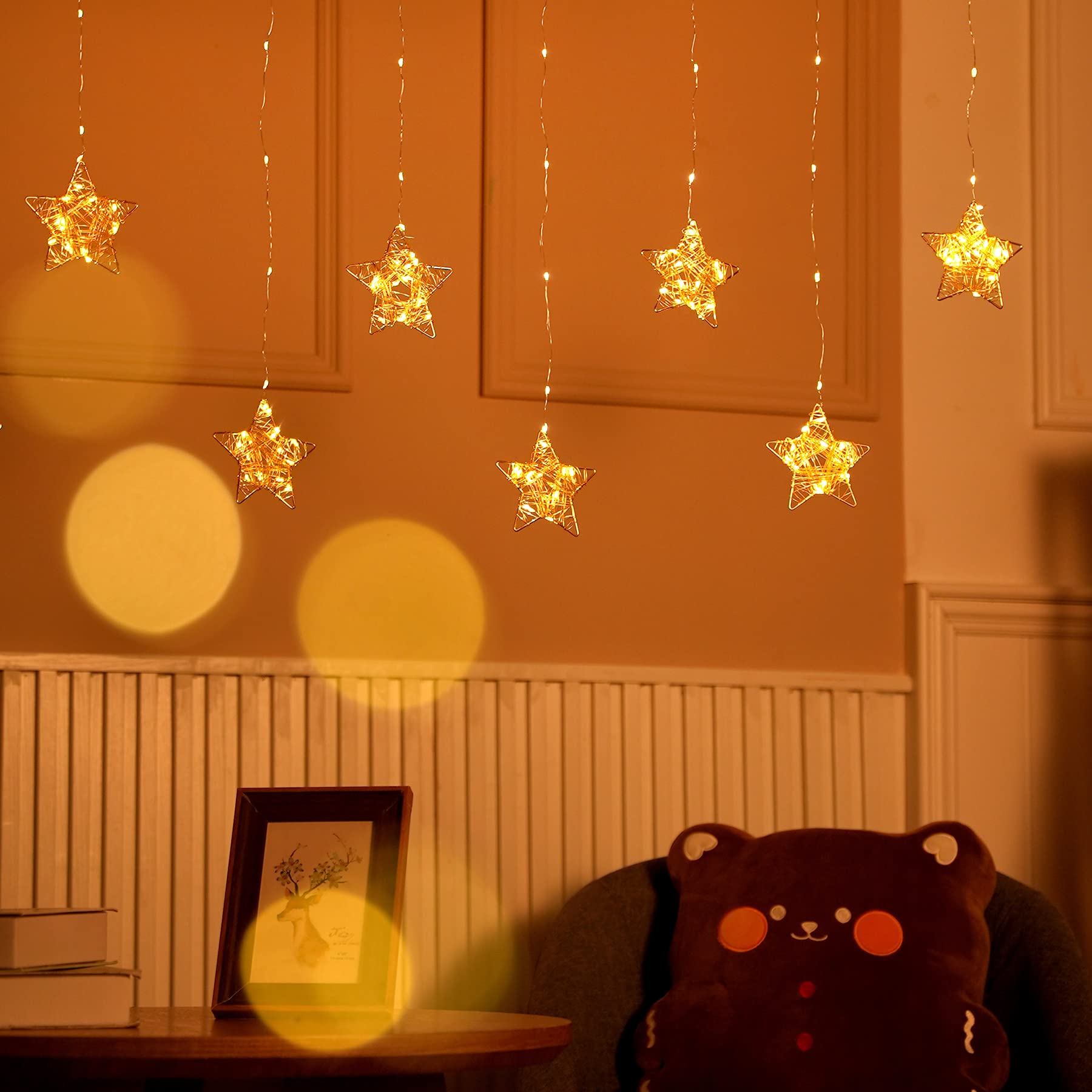 HYAL LUZ 200 LED Fairy String Lights - 10 Star Twinkle Lights with Remote Control, 8 Modes & Timer, USB Powered Waterproof Christmas Decorations for Bedroom, Party, Wedding, Garden - Warm White