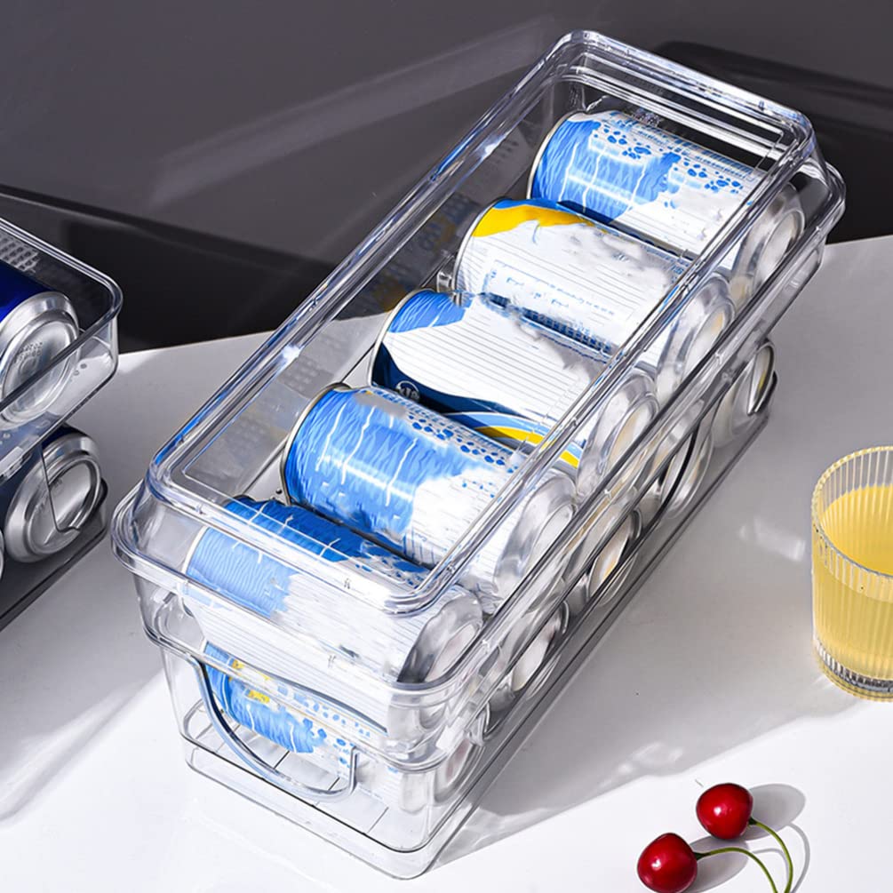 Premium Clear Can Storage Rack - 12-Slot Soda Can Dispenser & Fridge Organizer for Beverages, Pet Food & Drinks | Space-Saving Refrigerator Shelf for Kitchen, Office & Party Use