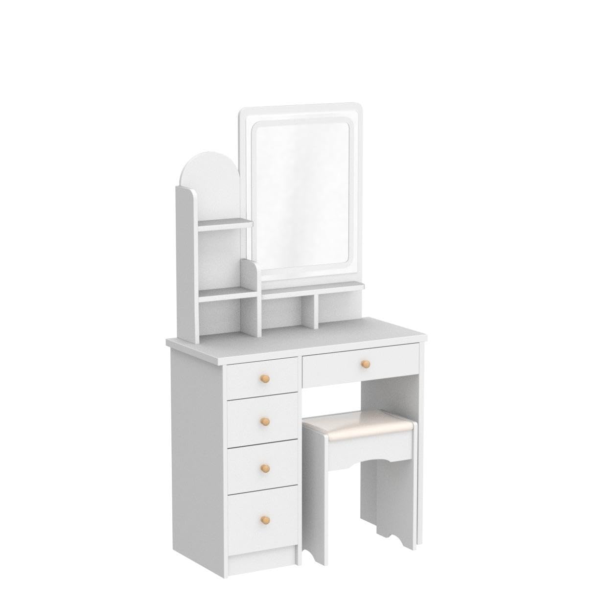 Vanity Table Set with LED Lighted Mirror, Makeup Dressing Table with 3 Shelves & 5 Drawers - White Glamour Dresser Desk for Women & Girls | Perfect for Bedroom, Dorm Room & Beauty Salon Organization