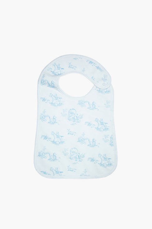 Blue Toile Feeding Bib for Babies - Waterproof & Adjustable Baby Bibs for Mess-Free Mealtime - Perfect for Infants and Toddlers at Home or On-the-Go