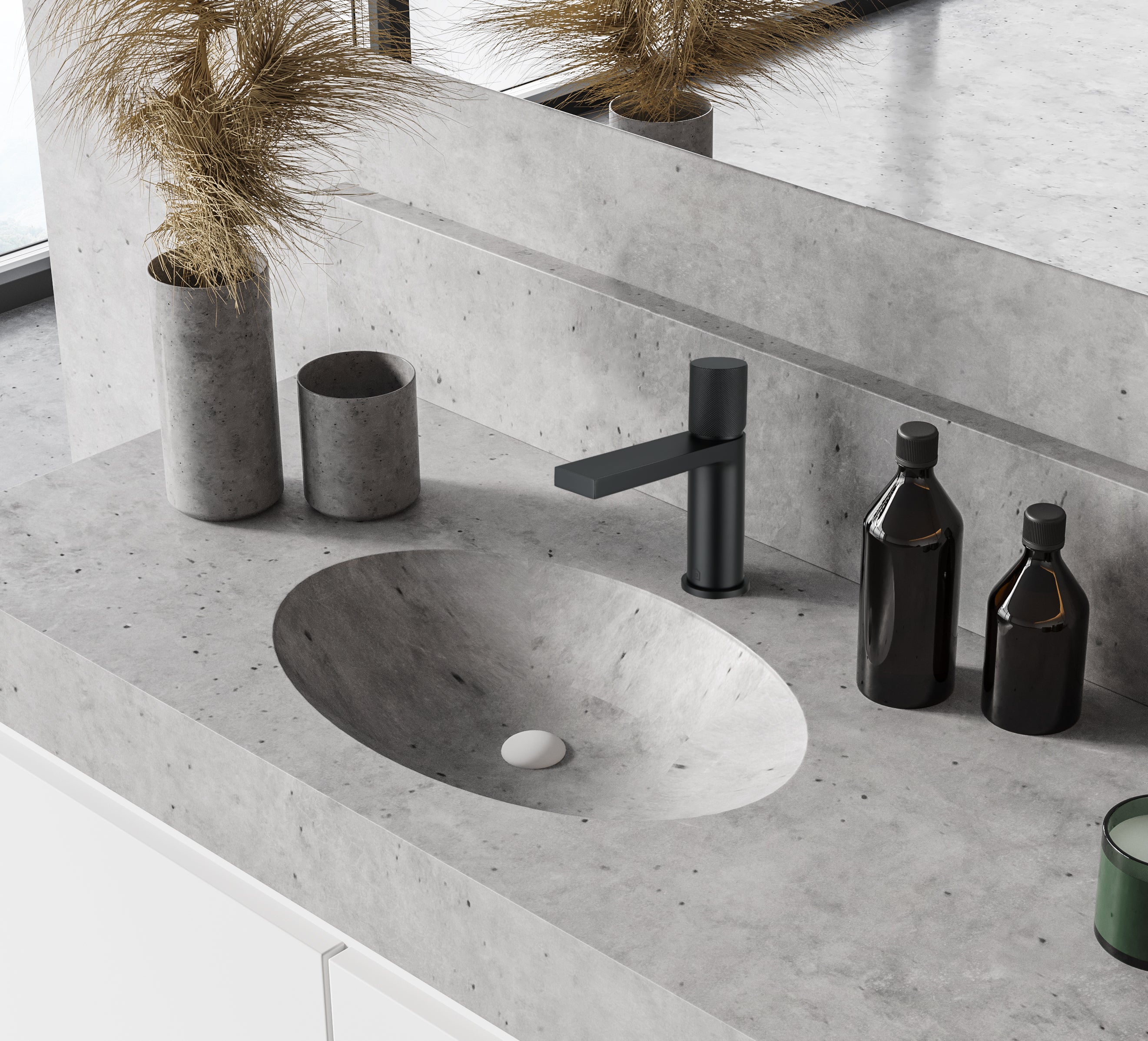 Ancona Isla Matte Black Single Handle Bathroom Faucet - Modern Waterfall Spout for Sink Vanity, Powder Room & Guest Bath Decor