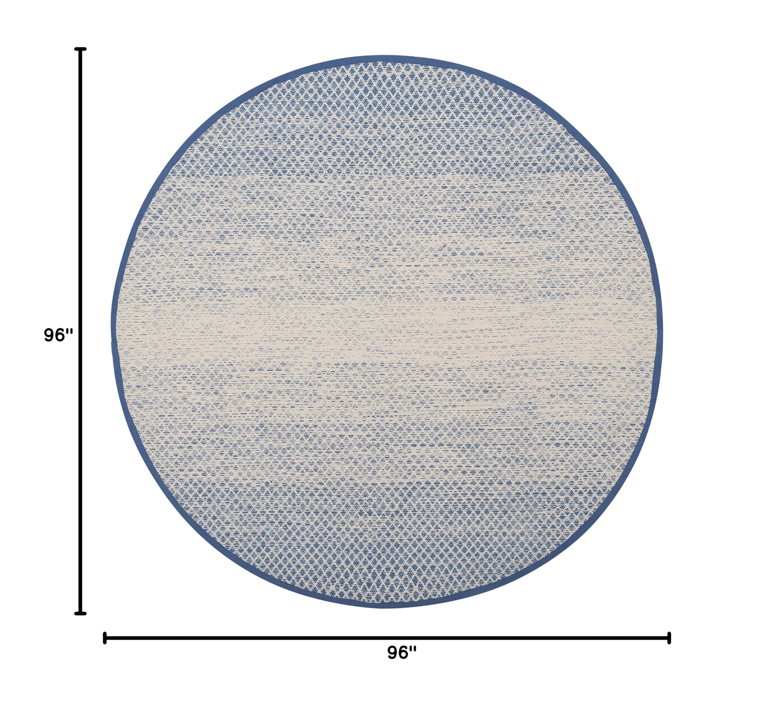SAFAVIEH Montauk Collection MTK601B 8' Round Handmade Cotton Area Rug - Blue & Ivory, Soft & Durable for Entryway, Foyer, Living Room, Bedroom, Kitchen | Perfect for Home Decor & High Traffic Areas
