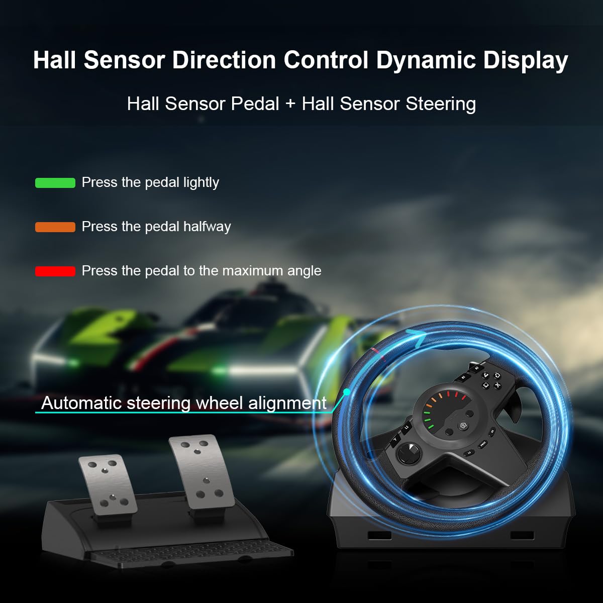 Universal USB Racing Wheel with Pedals - 270° for PS3/PS4/Xbox/Switch - Perfect for Driving Sims & Gaming