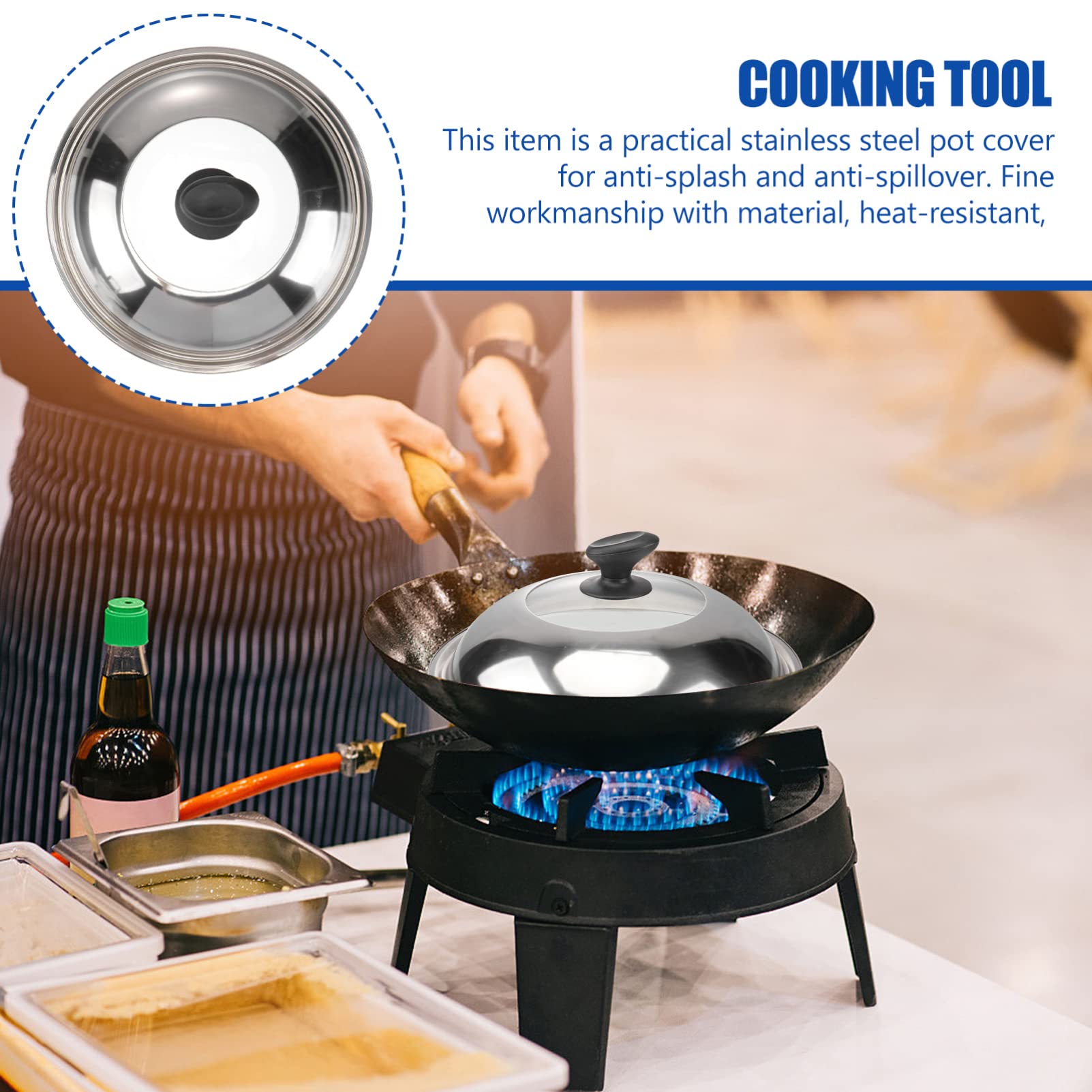 Stainless Steel Pot Cover - Oil Splash Guard for Cooking, Frying & Boiling - Heat-Resistant Kitchen Lid for Safe & Clean Stovetop Use - Perfect for Pans, Skillets & Stock Pots