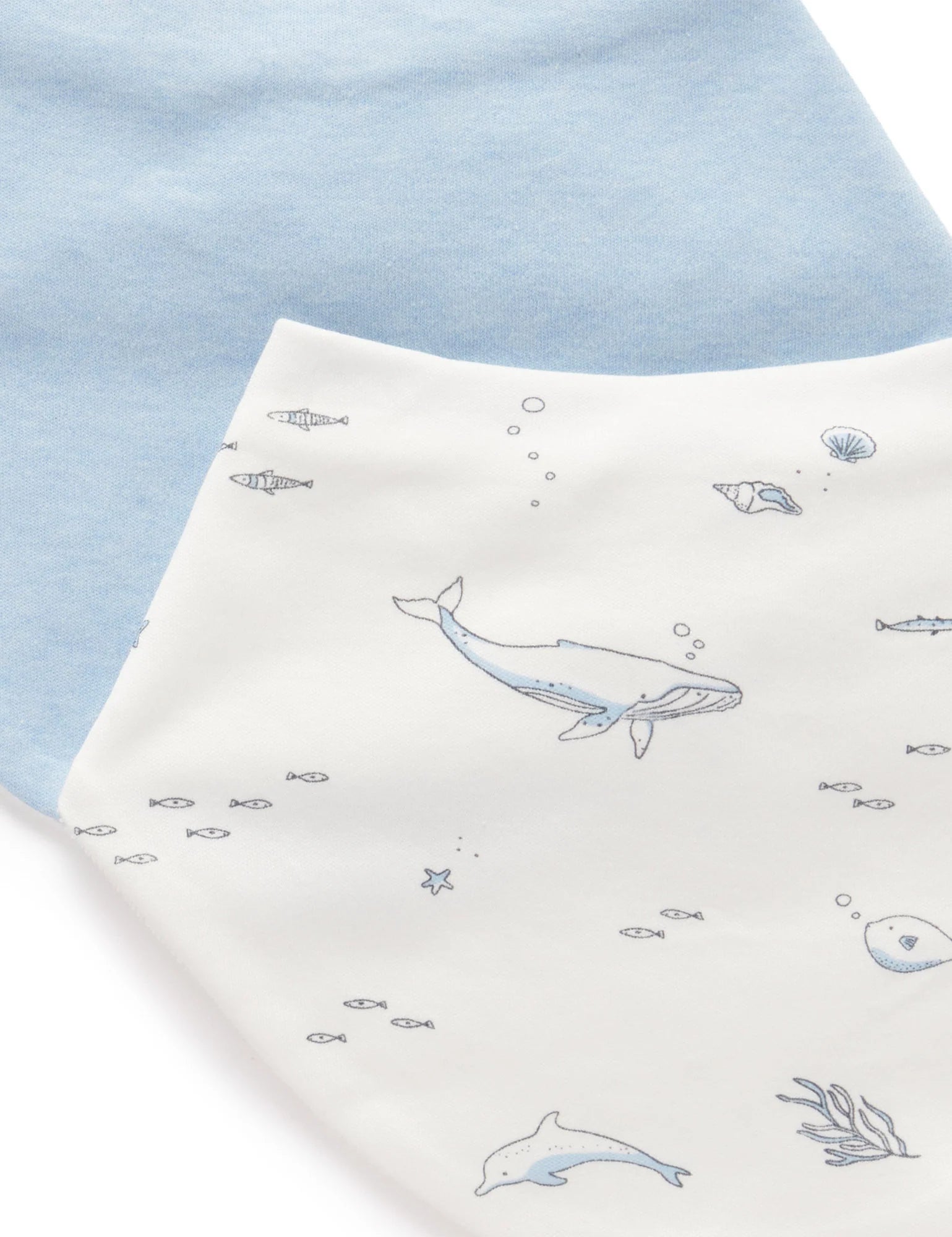 Purebaby Dribble Bibs 2 Pack - Soft Organic Cotton Baby Drool Bibs for Newborns & Infants | Vanilla Nautical Design | Perfect for Feeding, Teething & Everyday Use