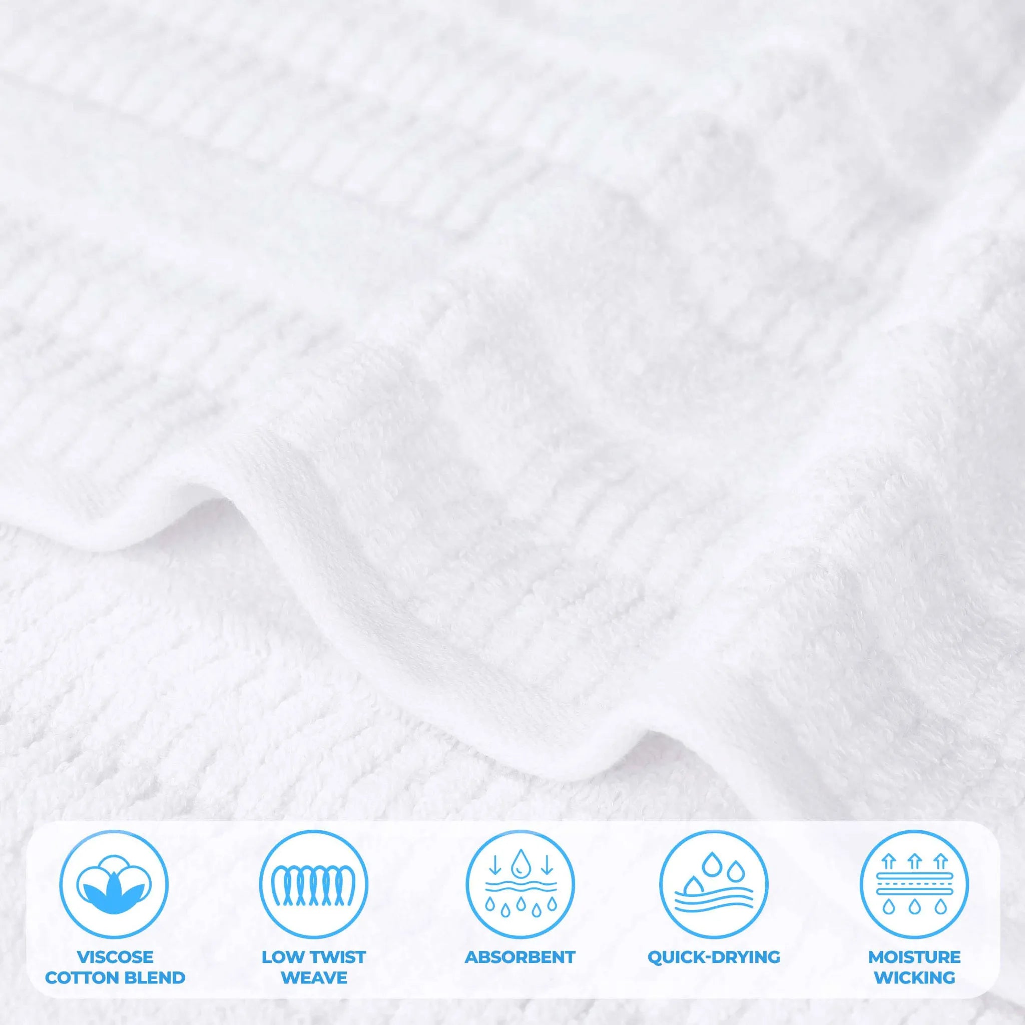 Premium Mika Smart Twist Viscose Cotton Blend Ribbed Bath Towel Set of 2 - Ultra Soft & Absorbent Luxury Bath Sheets for Spa, Hotel & Home Use