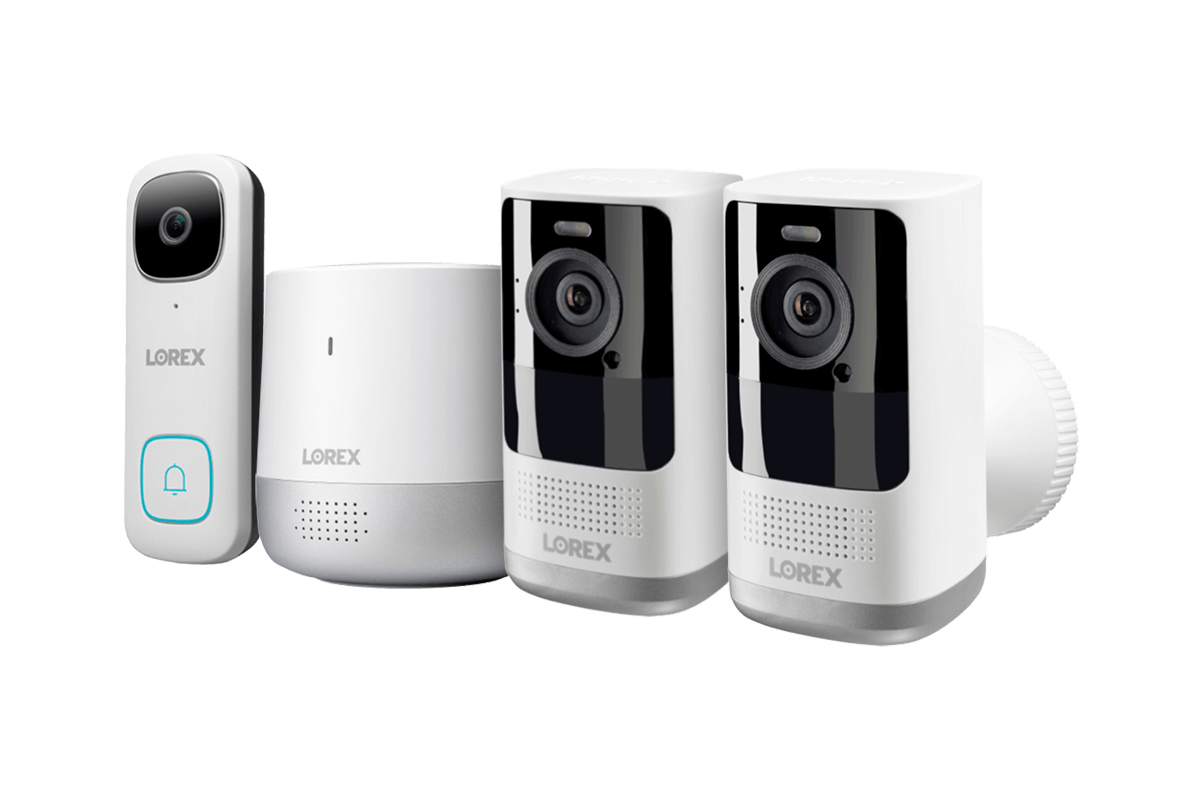 2K Wireless Battery-Powered Security Camera System with 2 Cameras & Wi-Fi Video Doorbell - Indoor/Outdoor Home Surveillance for Front Door, Backyard, and Business Security