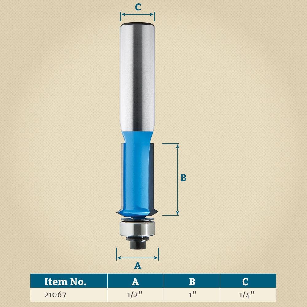 ROCKLER Flush Trim V-Groove Router Bit - 1/2