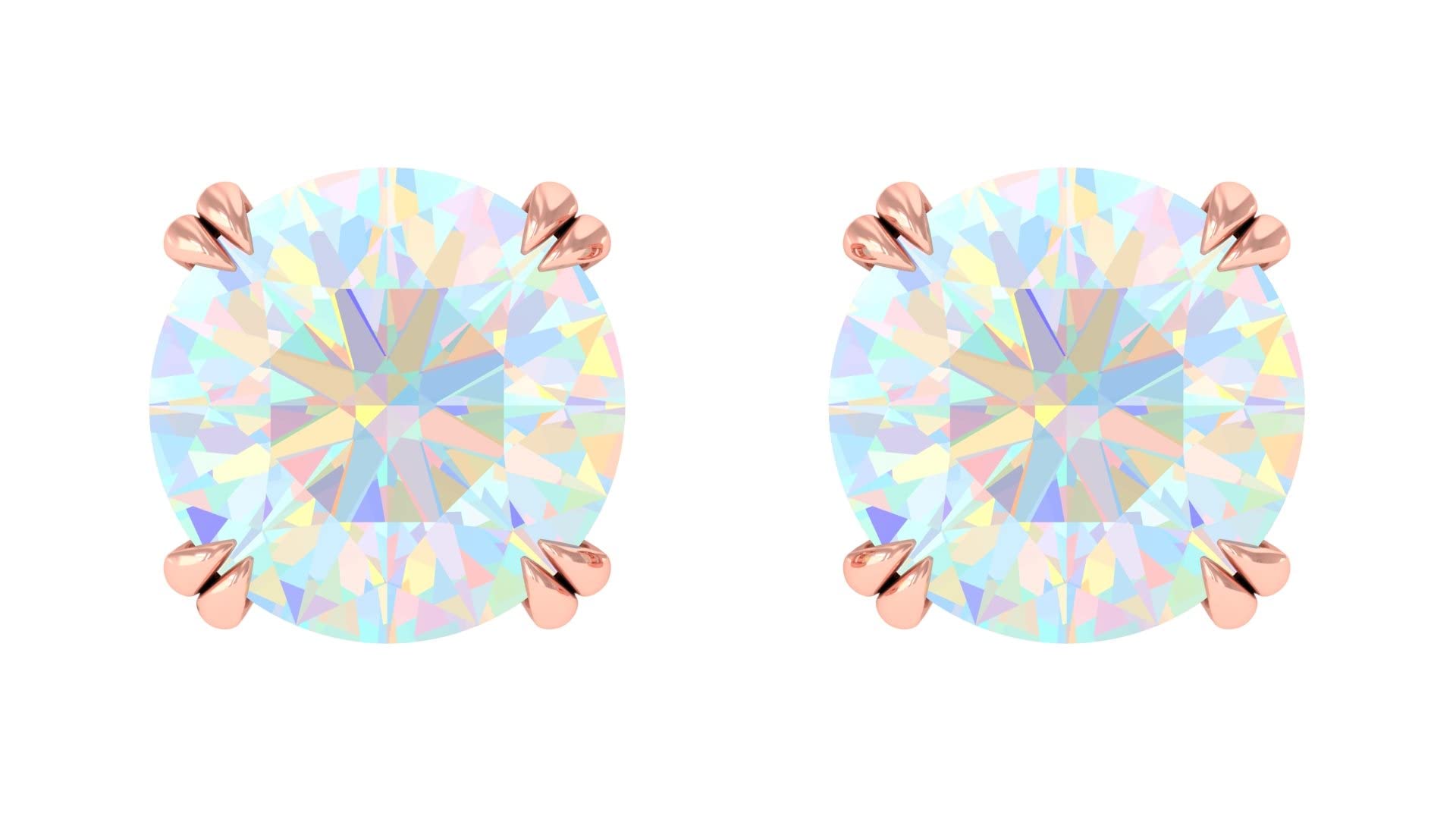 1 CT Ethiopian Opal Stud Earrings for Women - 14K Solid Gold Solitaire Opal Earrings - Elegant Gift for Birthday, Anniversary & Everyday Wear