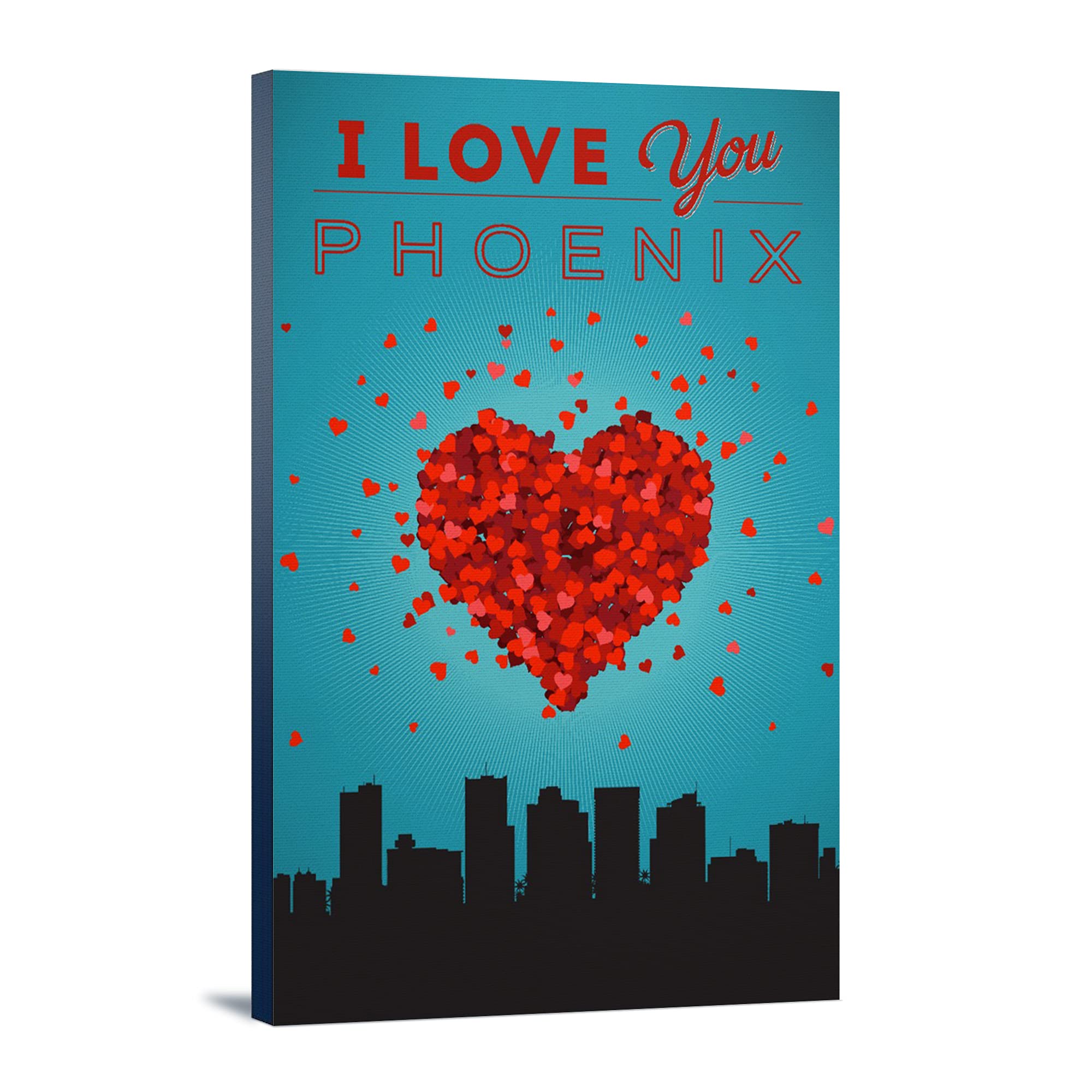 I Love You Phoenix Arizona Wall Art - 16x24 Wrapped Canvas Print, Modern Home Decor for Living Room, Bedroom & Office