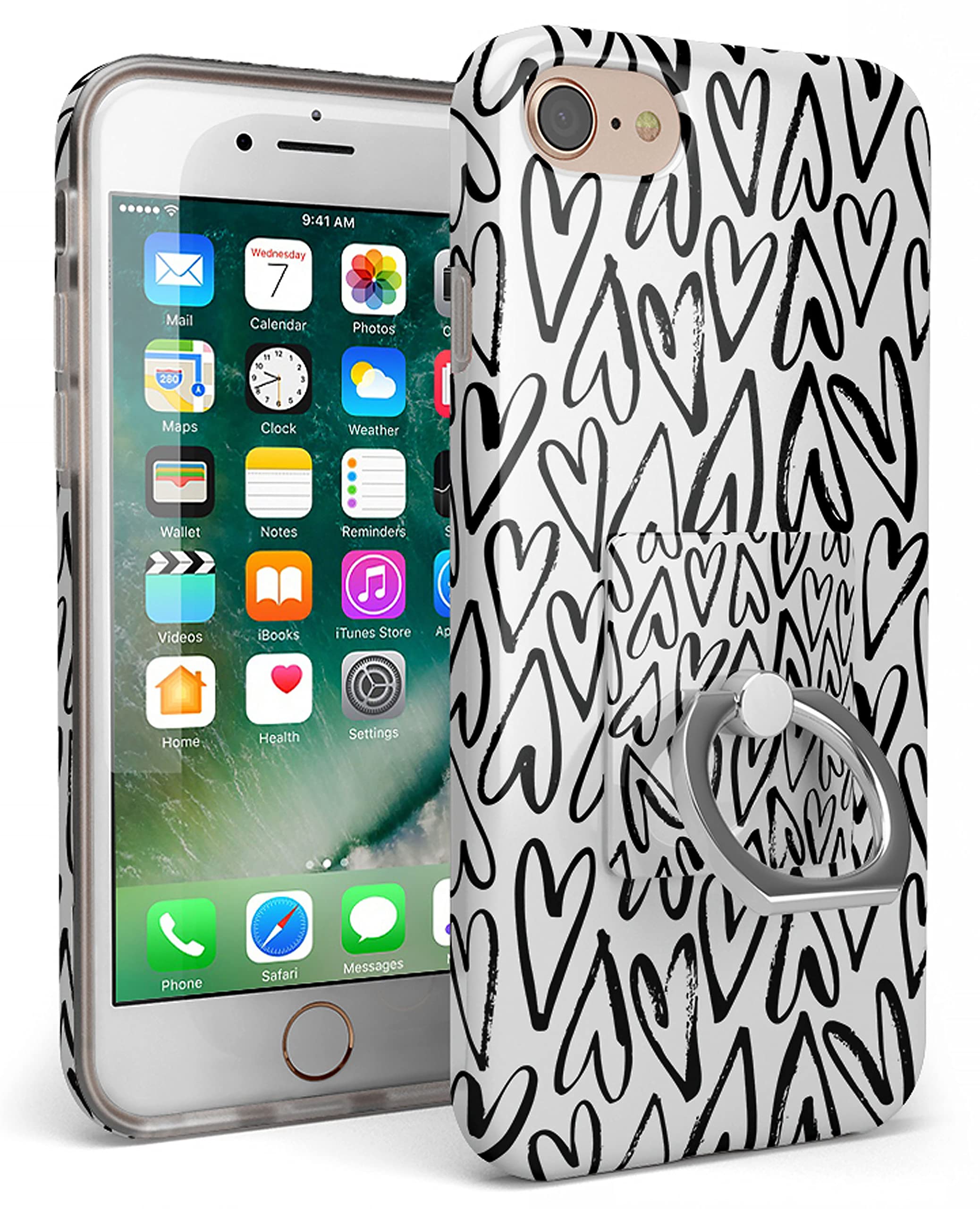 Casely Heart Throb Phone Ring Holder - 360° Swivel with Strong Reusable Adhesive for All Smartphones - Perfect for Selfies, Videos & Secure Grip While Shopping or Commuting