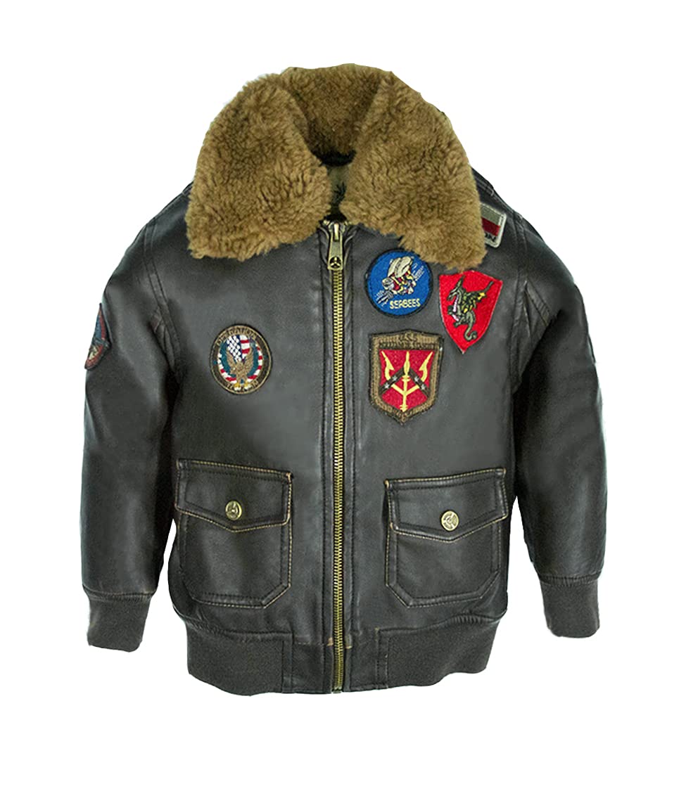 Top Gun® Kids Vegan Leather Aviator Jacket - Stylish & Comfortable Flight-Inspired Outerwear for Boys & Girls | Perfect for Halloween Costumes, Cosplay, and Everyday Wear
