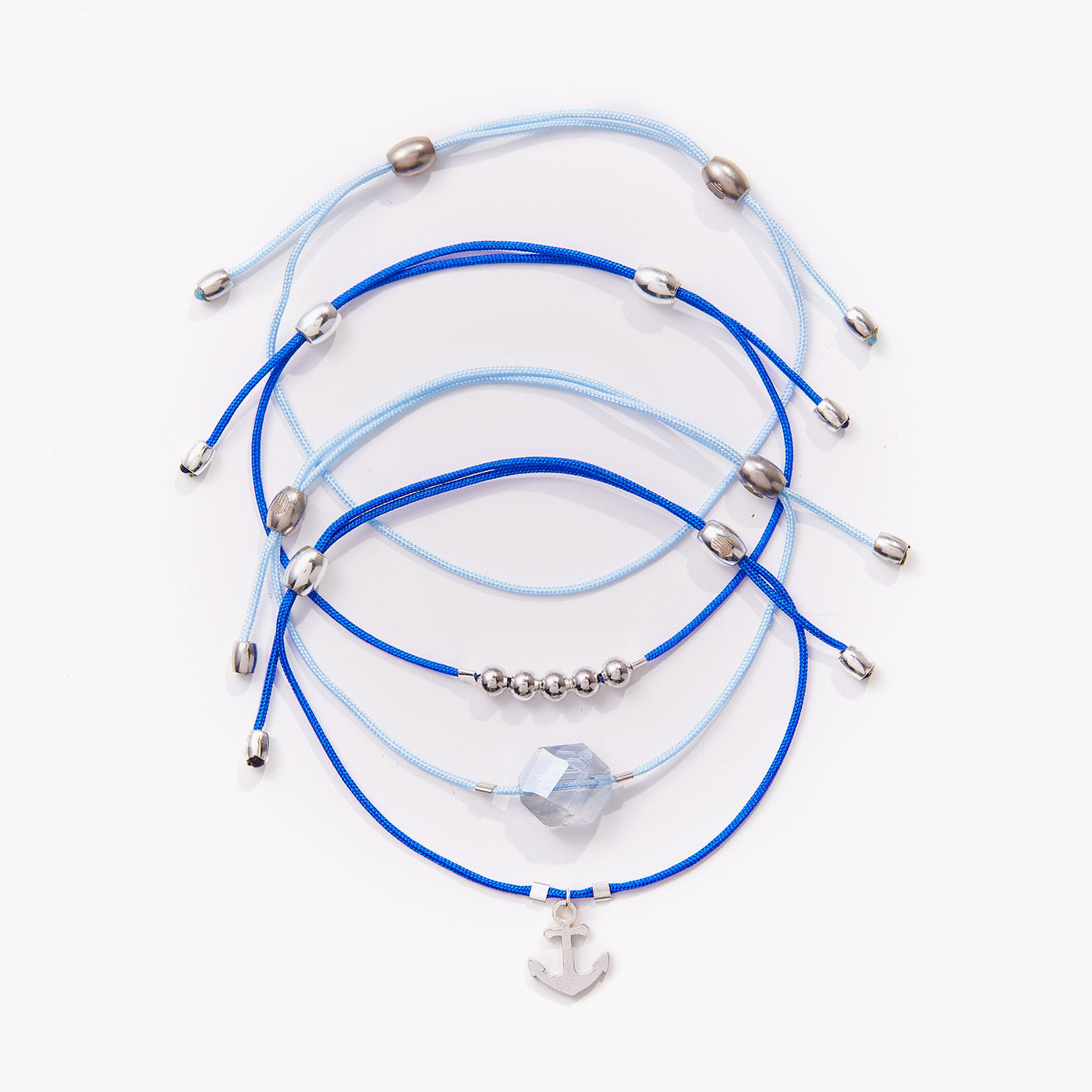 Stylish Anchor Cord Bracelets Set of 4 - Trendy Nautical Rope Bracelets for Women & Men - Perfect for Beach, Summer, and Everyday Wear