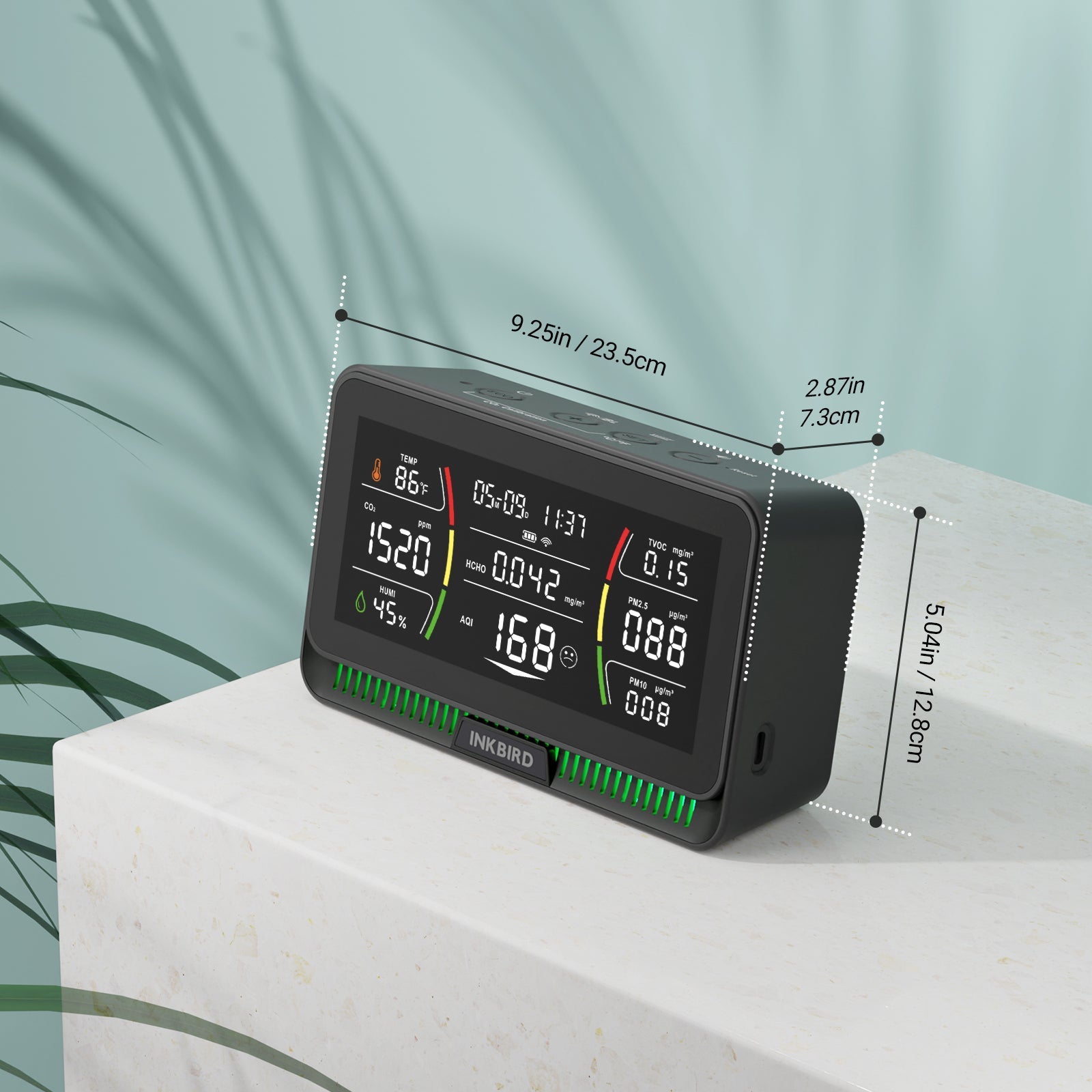10-in-1 Wireless Air Quality Monitor IAQM 129W - Portable Indoor Air Pollution Detector for Home, Office & Travel | Measures PM2.5, CO2, Temperature & Humidity
