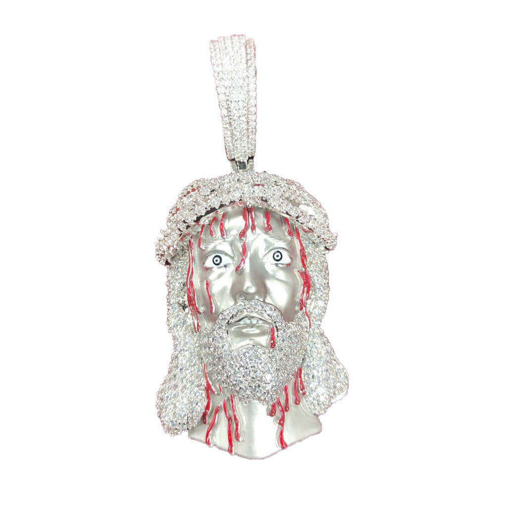 3D Jesus Face Enamel Pendant for Men - Hip Hop Religious Rose Gold Necklace - Perfect for Gifts, Streetwear & Christian Jewelry Collection