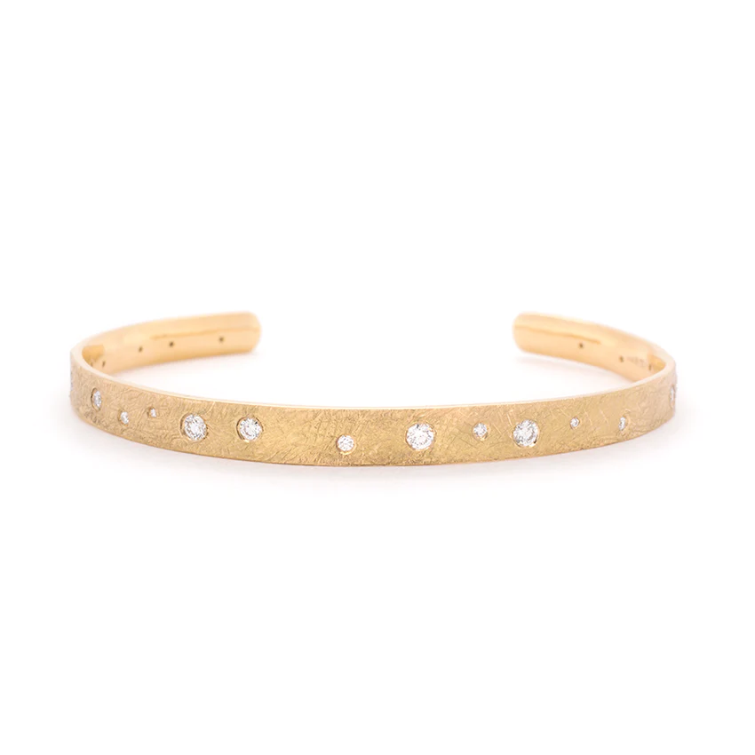 Dancing Diamond 'Boulder' Cuff Bracelet for Women - Elegant Sterling Silver Bangle with Cubic Zirconia Stones - Perfect for Parties, Weddings & Special Occasions