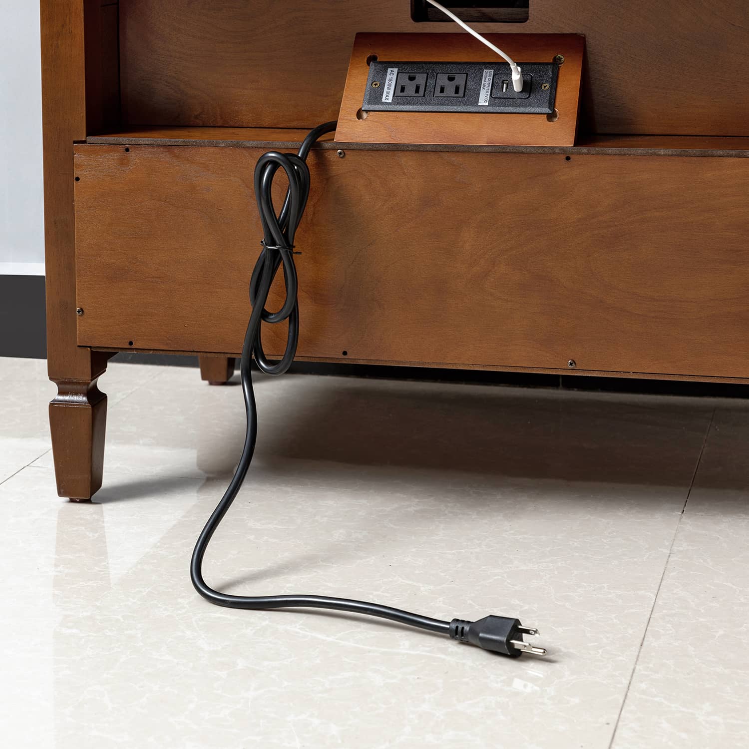 Grace 2-Drawer Nightstand with USB Charging Ports & Power Outlets - Modern Bedside Table for Bedroom, Living Room & Office Use